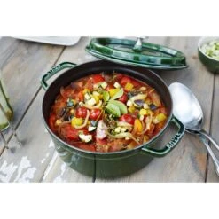 Staub Gietijzeren Braadpan 28 Cm / 6,75 L, Rond, Basilicum -Keukenbenodigdheden 000017126