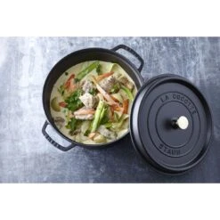 Staub Gietijzeren Braadpan 28 Cm / 6,75 L, Rond, Zwart -Keukenbenodigdheden 000017831