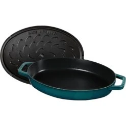 Staub Ovenschaal Met Deksel 33 Cm, Ovaal, La-mer 12 Staub Ovenschaal Met Deksel 33 Cm, Ovaal, La-mer -Keukenbenodigdheden 40501 125 0 6