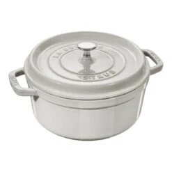 Staub Gietijzeren Braadpan 24 Cm / 3,8 L, Rond, White Truffle