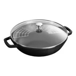 Staub Wok Met Glazen Deksel 30 Cm, Zwart