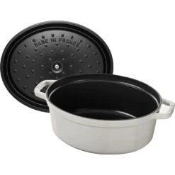 Staub Gietijzeren Braadpan 31 Cm / 5,5 L, Ovaal, White Truffle -Keukenbenodigdheden 40501416 5