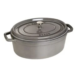 Staub Gietijzeren Braadpan 33 Cm / 6,75 L, Ovaal, Grafietgrijs