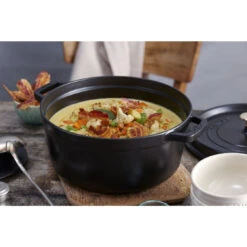 Staub Gietijzeren Braadpan 28 Cm / 6,75 L, Rond, Zwart -Keukenbenodigdheden 750033443